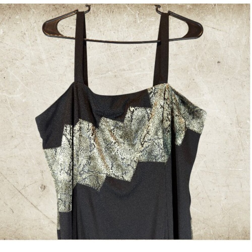 Vintage Joseph Ribkoff Formal Gown Women's 16 Black Snakeskin Panel Made in Cana - Picture 3 of 10